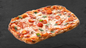 Пинса с прошуто кото, босилек и чери домати